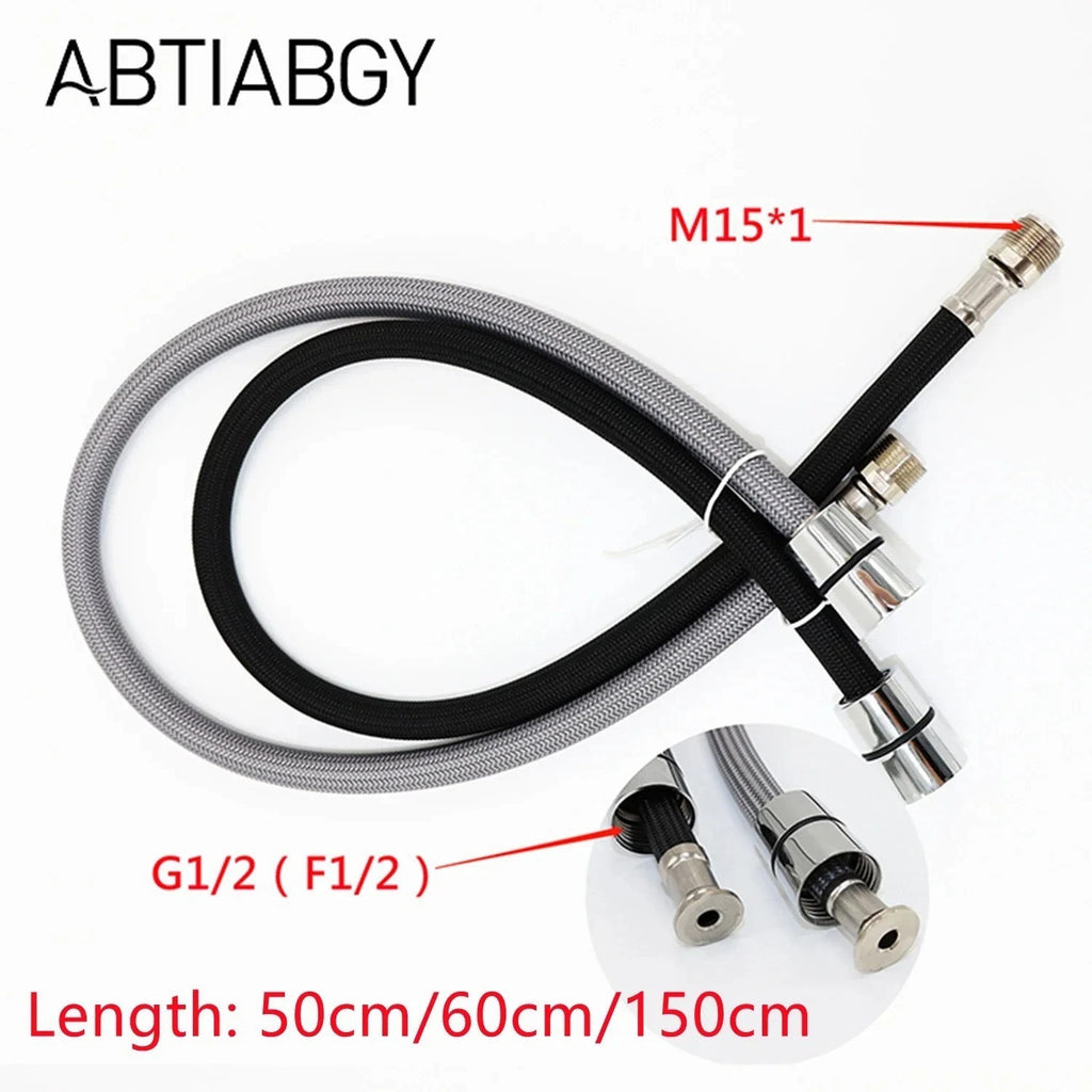50/60Cm F1/2 M15*1 Pull Out Faucet Hose Nylon Braided Flexible Water Hose fo
