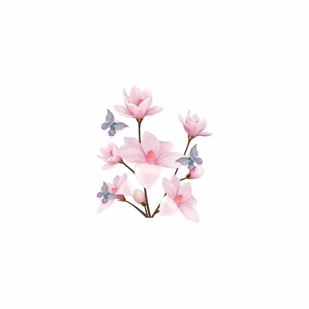 Waterproof Magnolia Butterfly Wall Sticker for Bathroom Decor Self Sticky