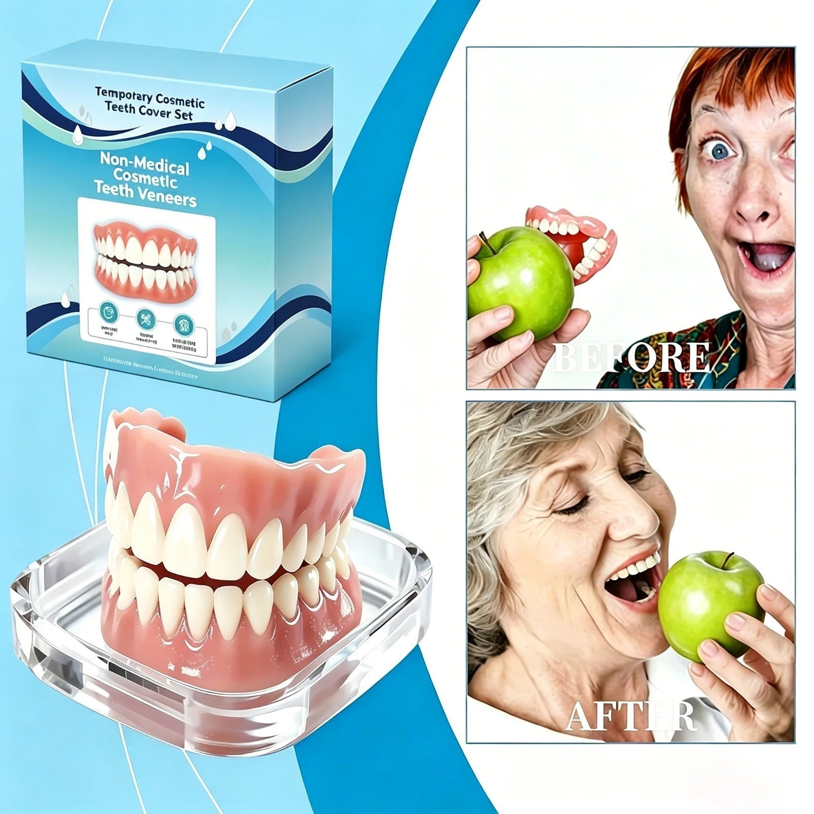 2026 Adjustible Silicone Dentures Comfort Fake Teeth Natural Smile Men Women New