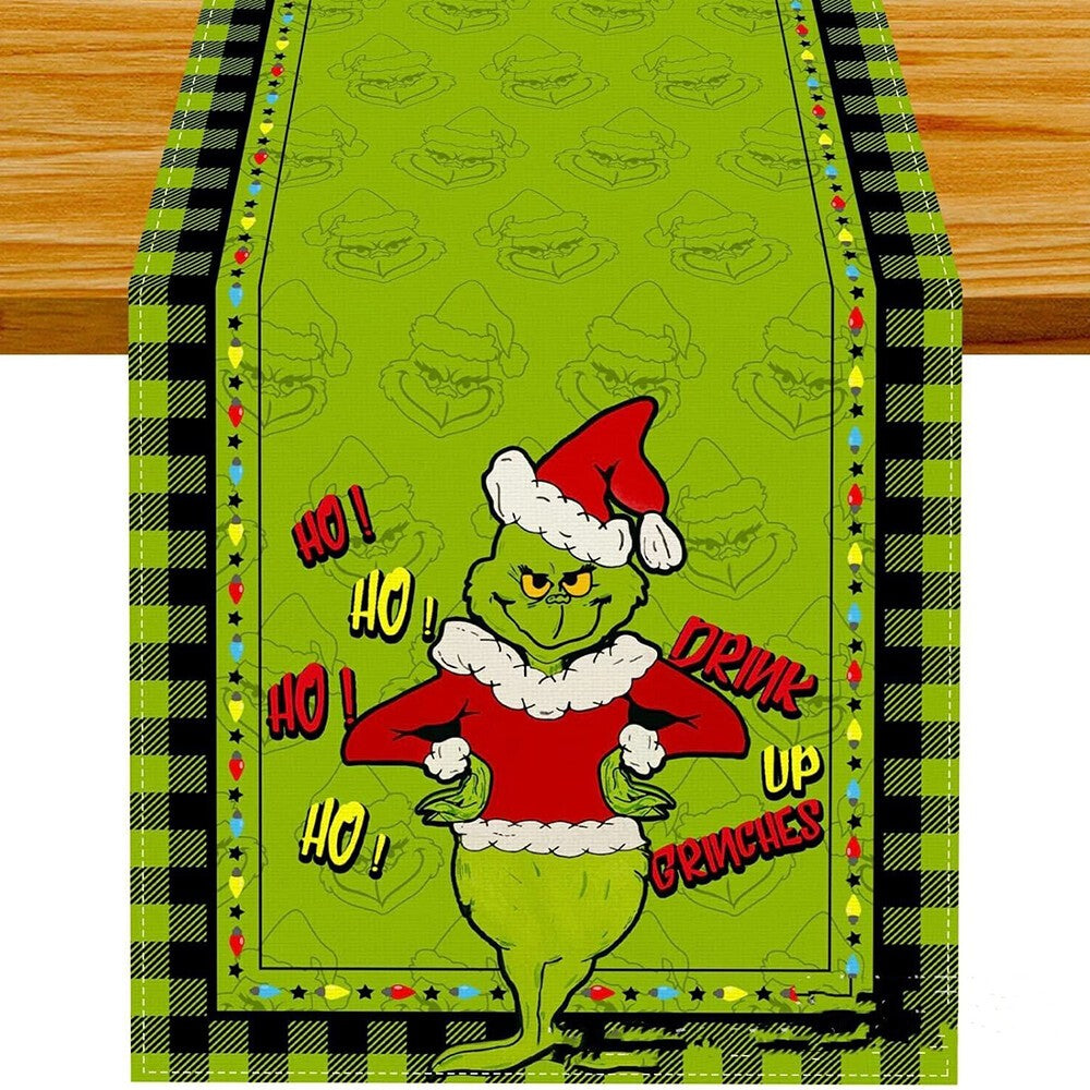 UK Grinch Christmas Table Runner Tablecloth Cover Cloths Xmas Dinner Party Decor