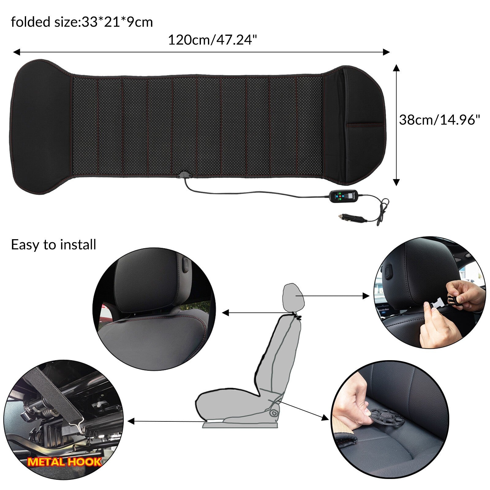 Universal 12V Car Seat Pad Cushion Cover Heating Heater Warm Heated Cold Winter