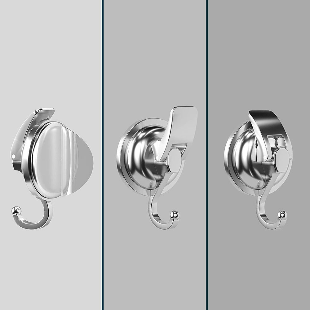Install Heavy-Duty Suction Cup Hooks Bathroom Shower Organization Chrome-Plated