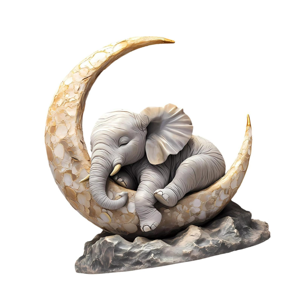 2D Ornament Table Elephant Sleeping on The Moon for Living Room Decor Indoor