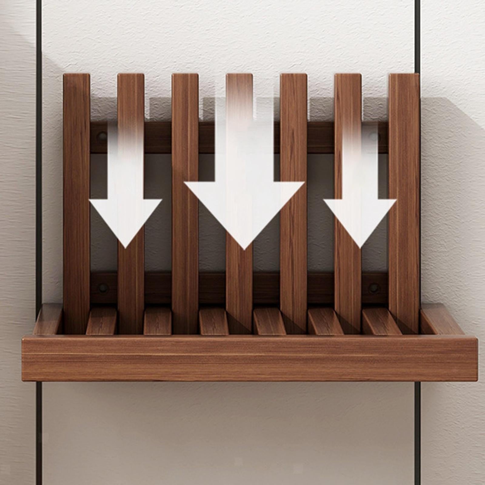Wooden Wall Mounted Shoe Changing Stool Folding Chair Shower Seat for Entryway