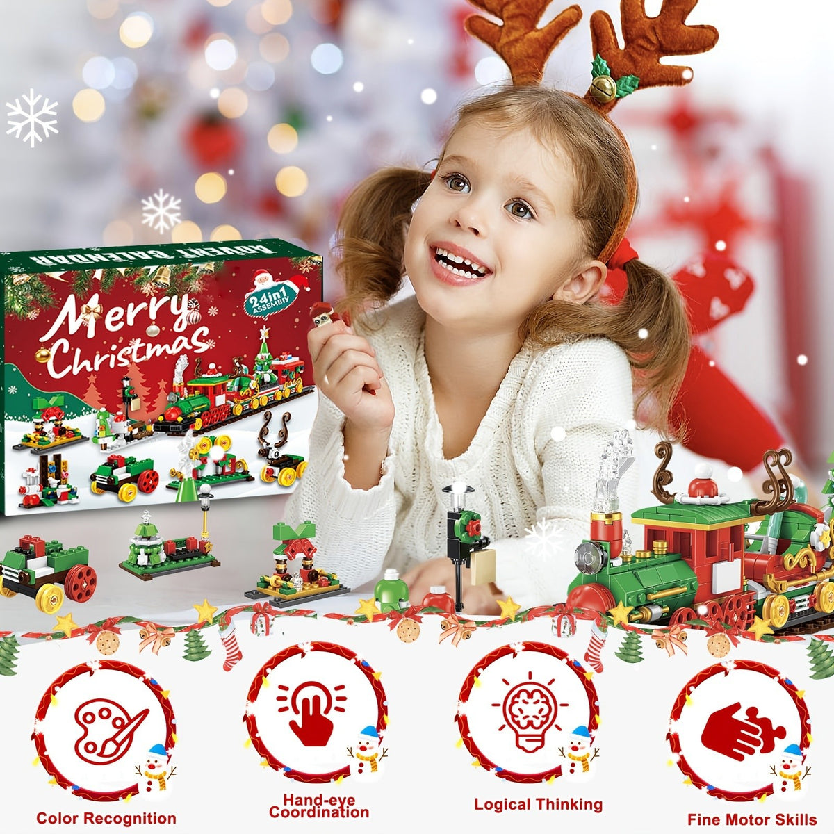 24pcs Advent Calendar 2024 Christmas Tree Building Set Boxes Countdown Block UK