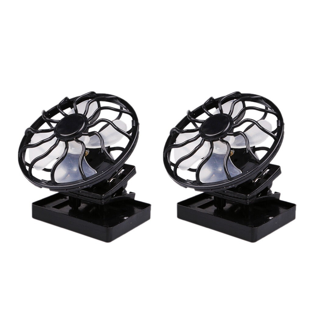 2Pcs Clip-on Mini Solar Panel Fan Outdoor Hat Cooling Fan Camping Cooler