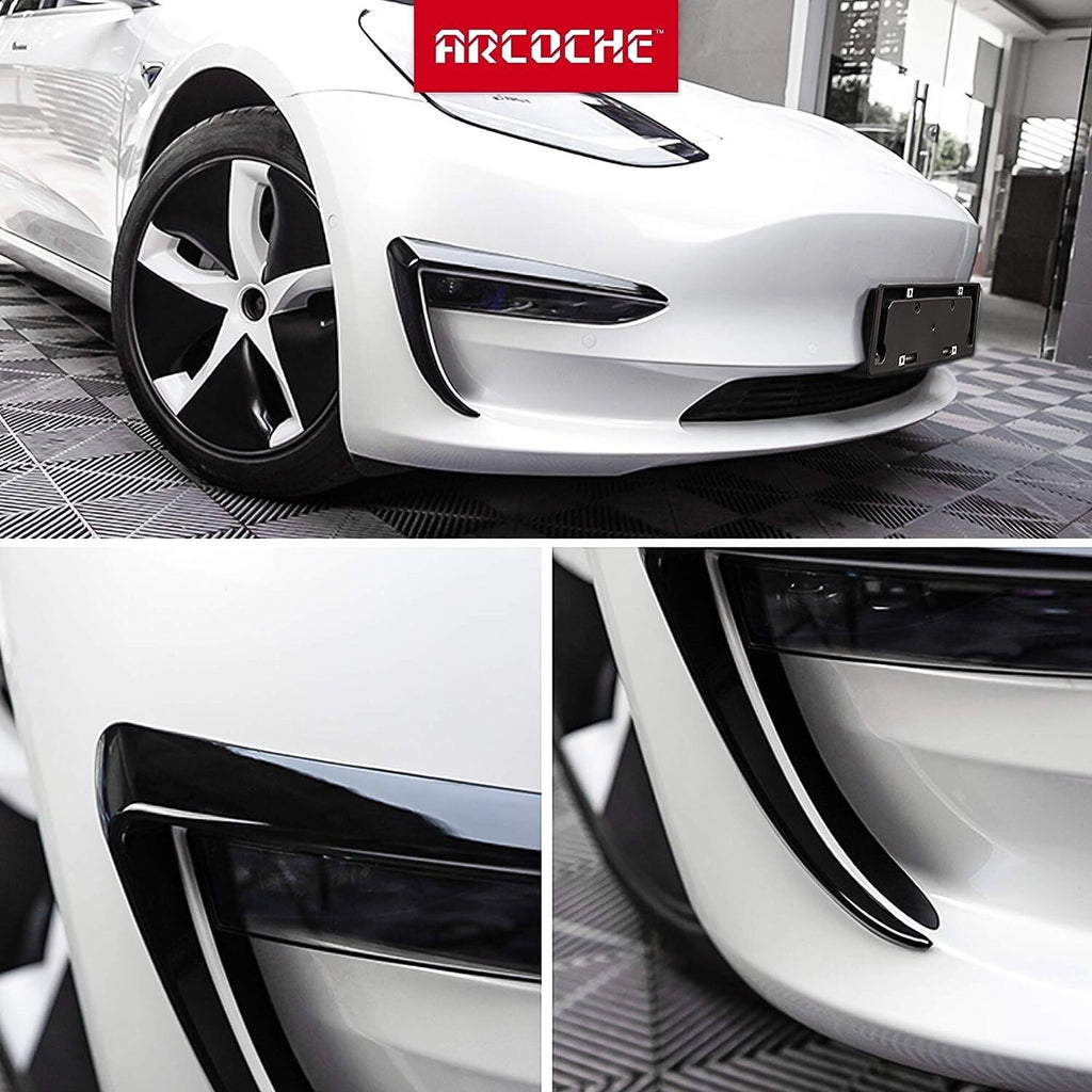 Tesla Model 3 Front Fog Light Trim Cover Fog Lamp Frame Blade Eyebrow Spoiler