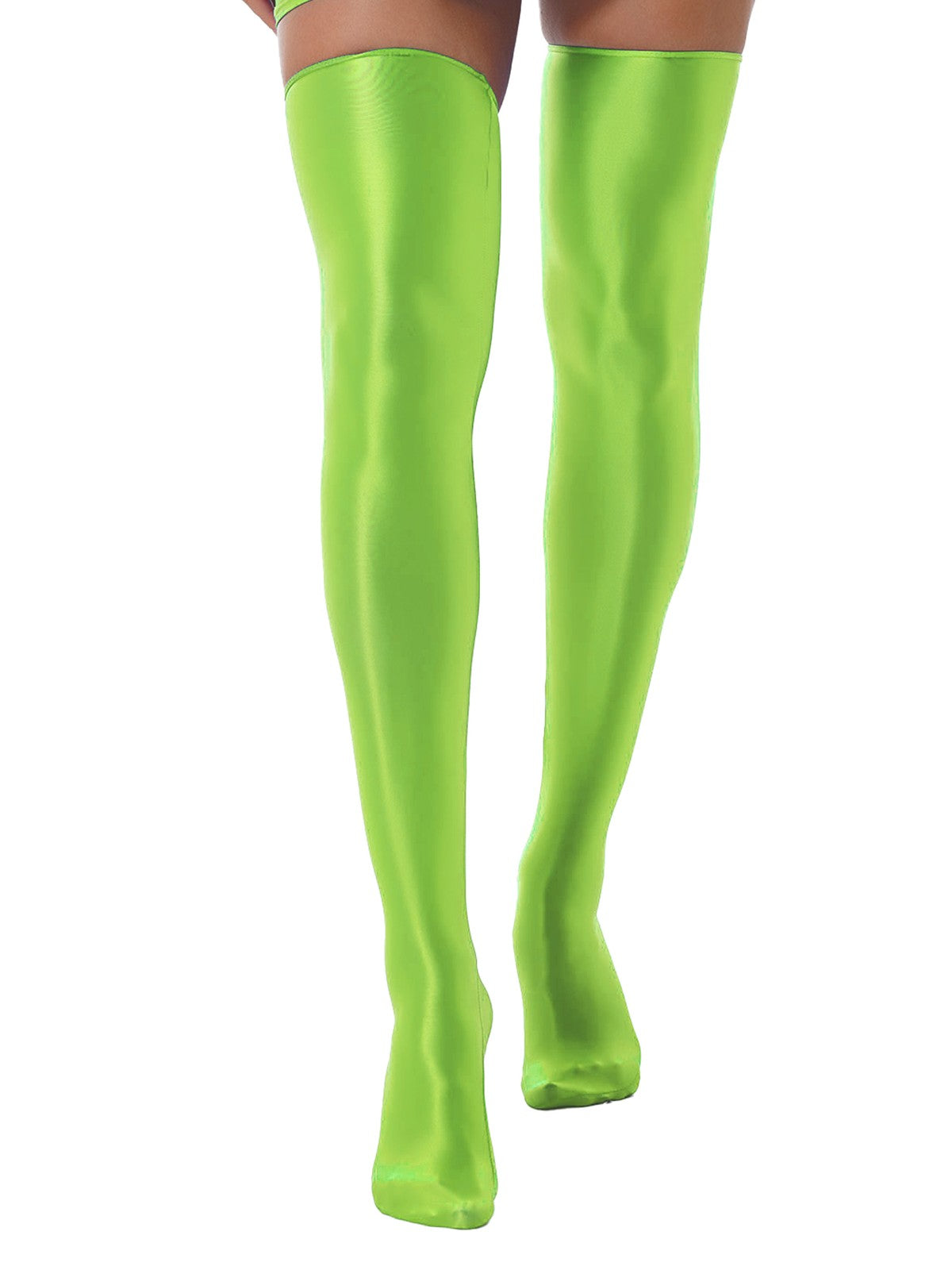 1 Pair Womens Oil Shiny Stockings Stretchy Footed Thigh High Stockings Lingerie