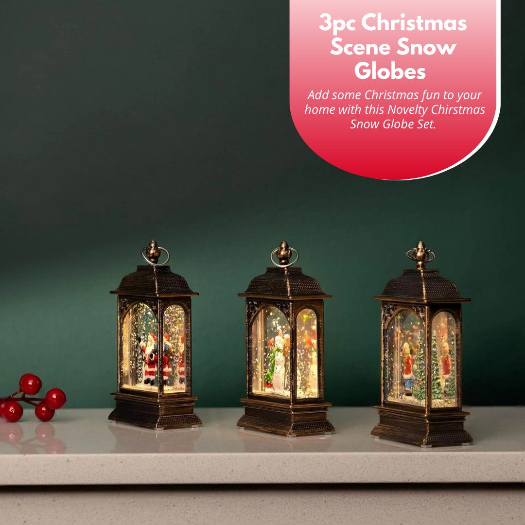 Christmas Santa Train Snow Globe Xmas Home Decor Snowman 25cm 4pc Set Reindeer