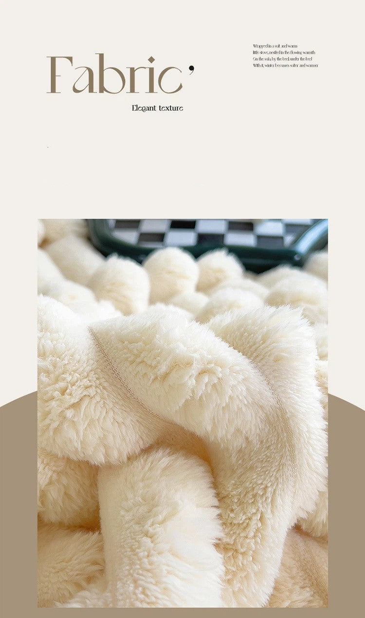 Chunky Ribbed Throw Fluffy Faux Fur Extra Large Blanket for Sofa Bed Double