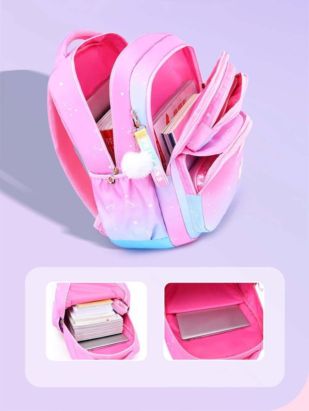 Kids Girls School Backpack Pink Cute Waterproof Bag Primary Teen Child Schoolbag