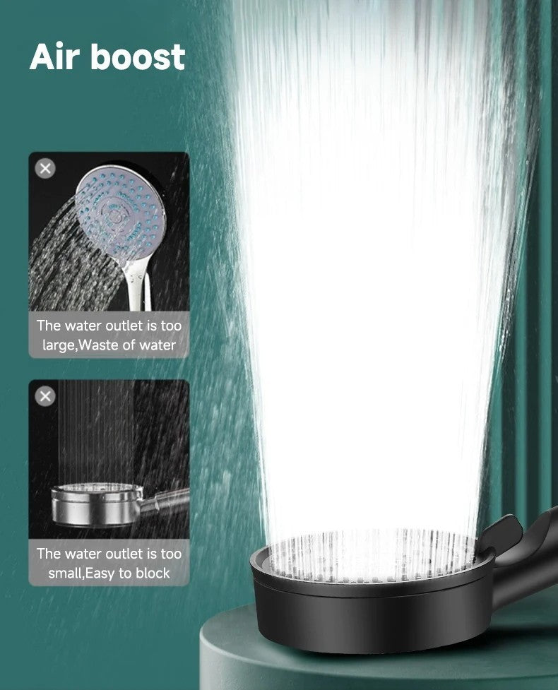 5-Mode Pressure Boost Shower Head Adjustable Large Nozzle High Flow UK