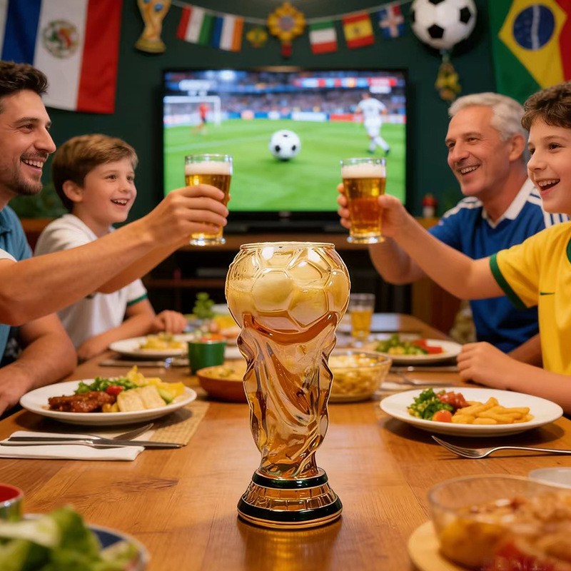 500ml World Football Trophy Beer Glass Cup Shape Drinking Mug Clear