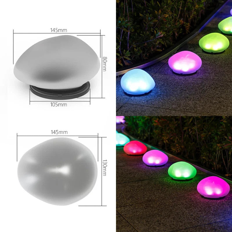 Solar 4LED Pebbles Lights Outdoor Waterproof - Solar Rocks Garden Stone Light1pc