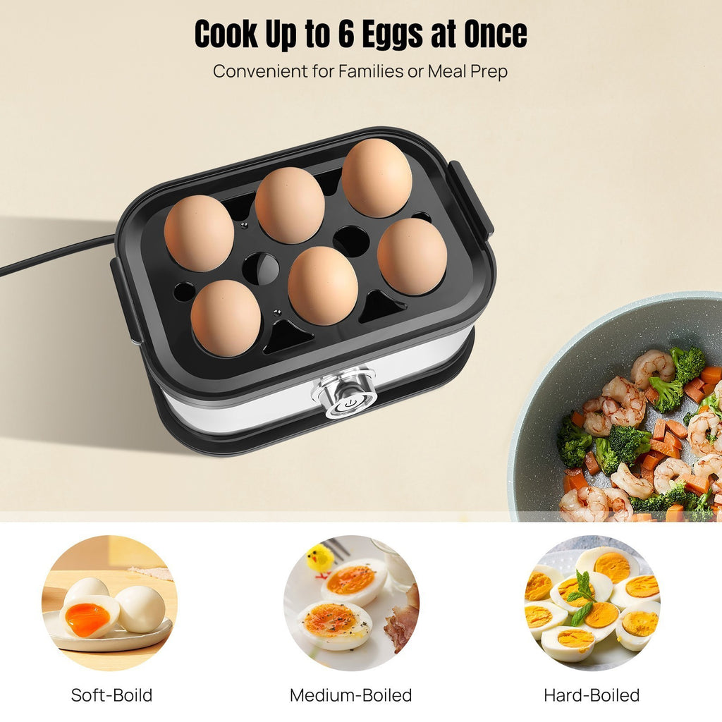 NEW 6 Egg Cooker Electric Poacher Boiler For Soft, Medium or Hard Boiled Eggs