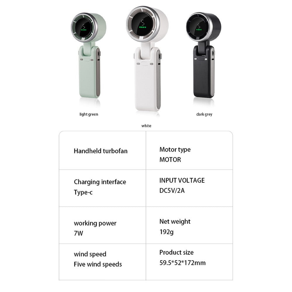 Rechargeable Handheld Turbo Fan with Digital Display Portable Travel Mini Fan UK