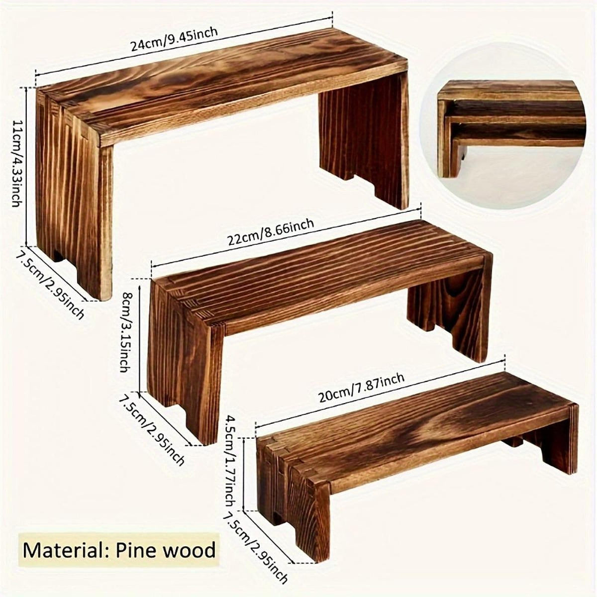 Wooden Tiered Riser Display Stand Dessert Table Display Set for Food Display