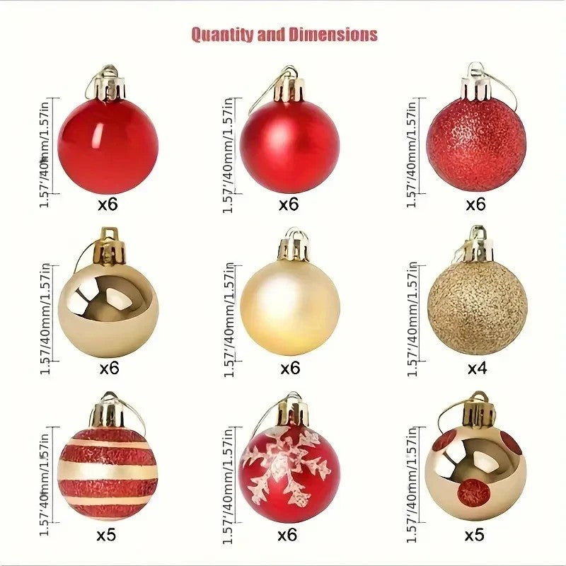 50pcs Christmas Decor Baubles Tree Xmas Balls Party Wedding Ornament 4cm Round