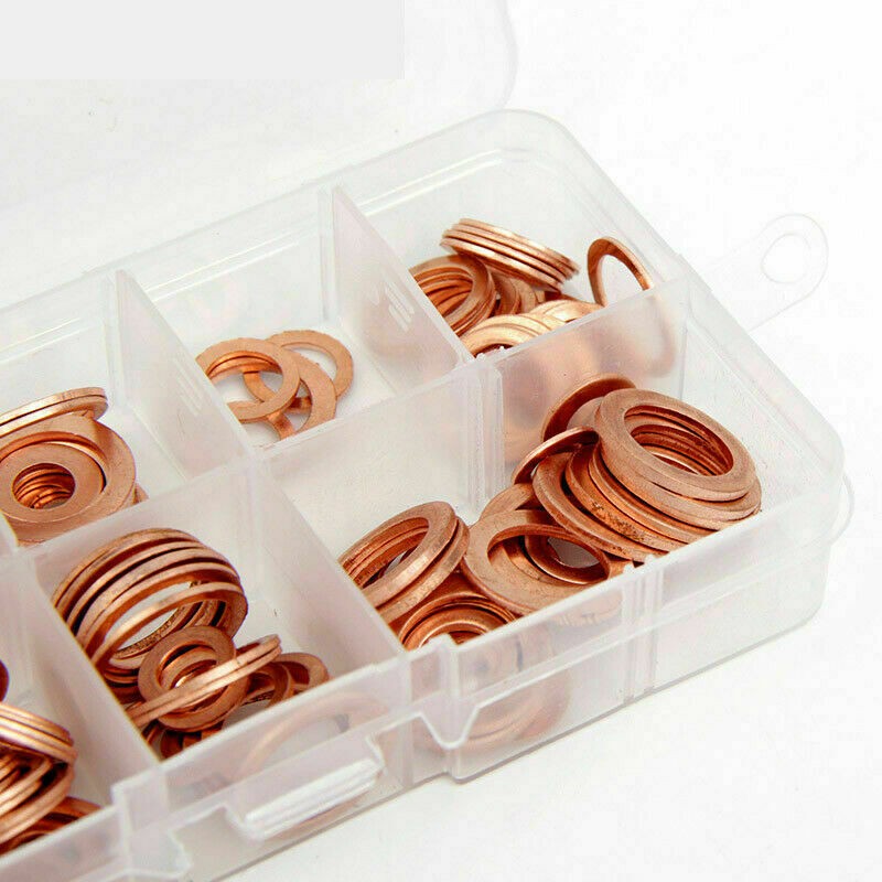 M5-M20 Assorted Solid Copper Car Engine Washers Crush Seal Flat Ring Gasket Set