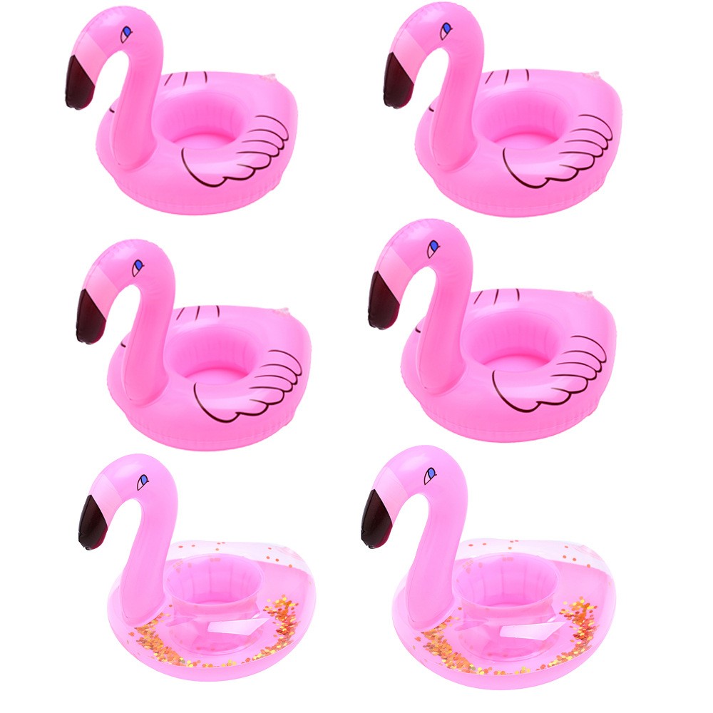 6x Inflatable Flamingo Drink Holders Floating Can Cup Hot Tub Swim Pool Bath Toy