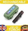MULTI USE USB Rechargeable LED Flashlight Super Bright Torch Tactical Lamp