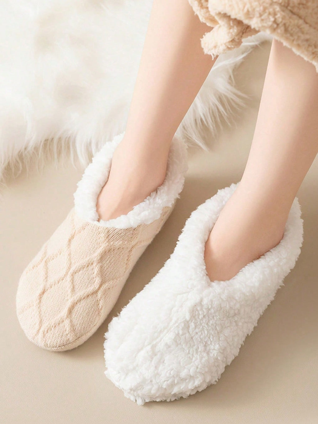 Warm Fluffy Winter Slipper Socks Non Slip Fleece Lined Women Men UK