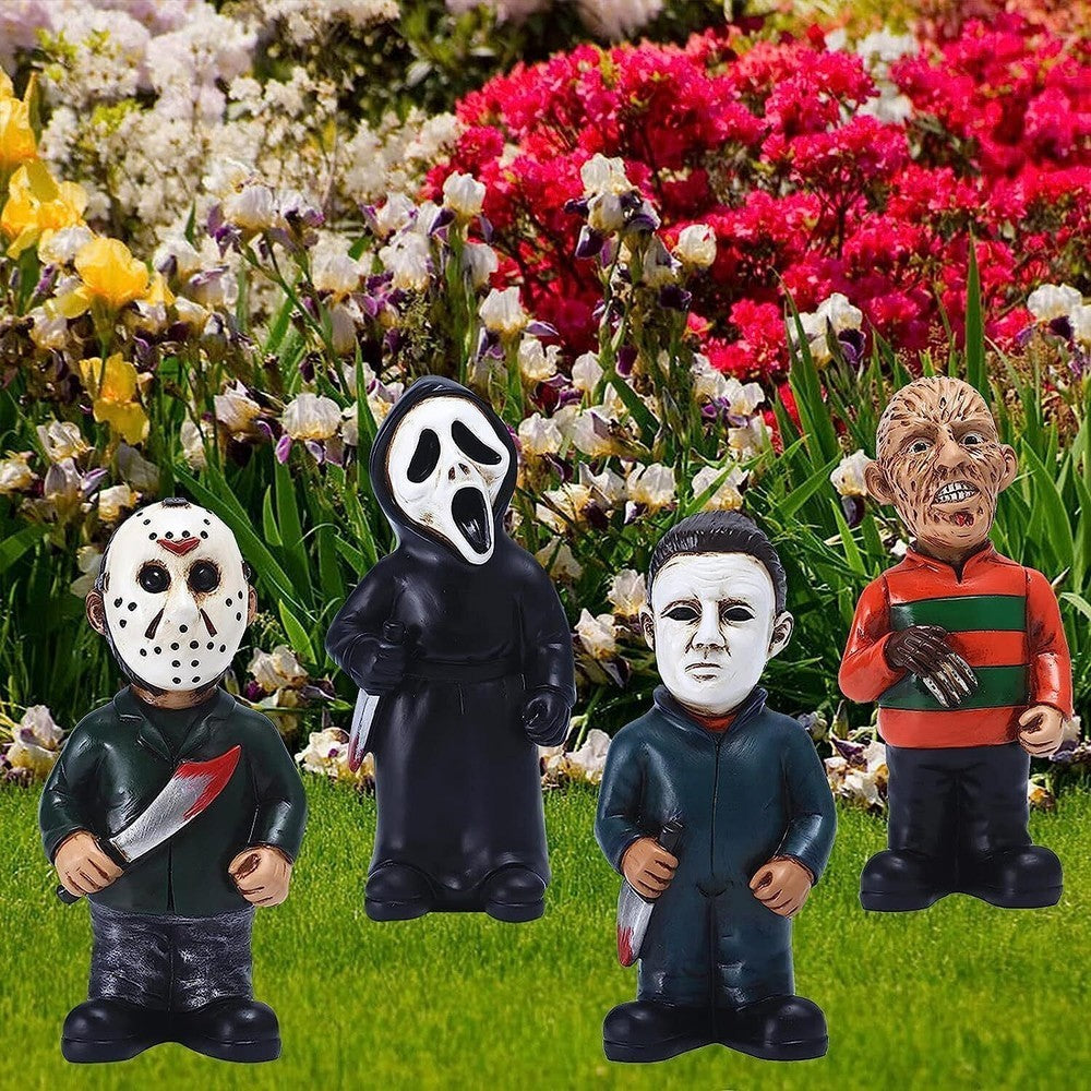 Horror Movie Garden Gnomes Nightmares Michael Myers Jason Statues Gift UK
