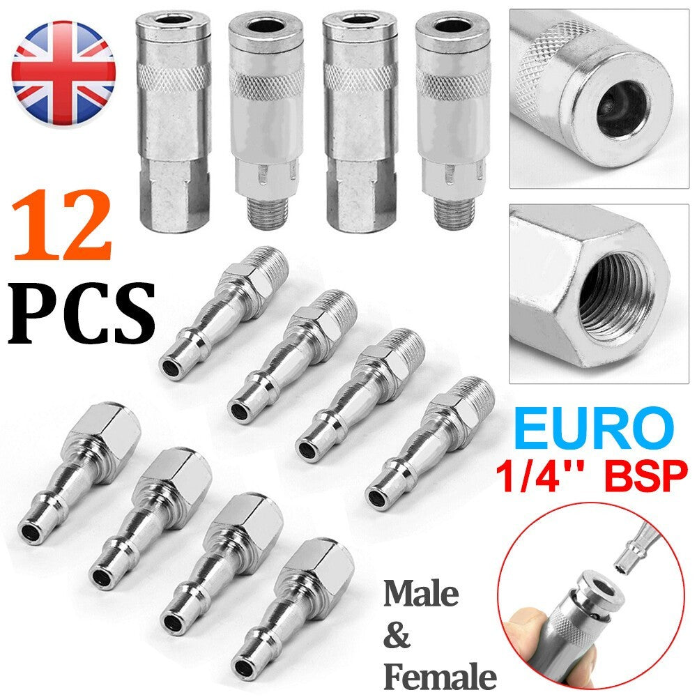 12PCS Air Line Fitting Connector for PCL Vertex Compressor 1/4 BSP Male Female
