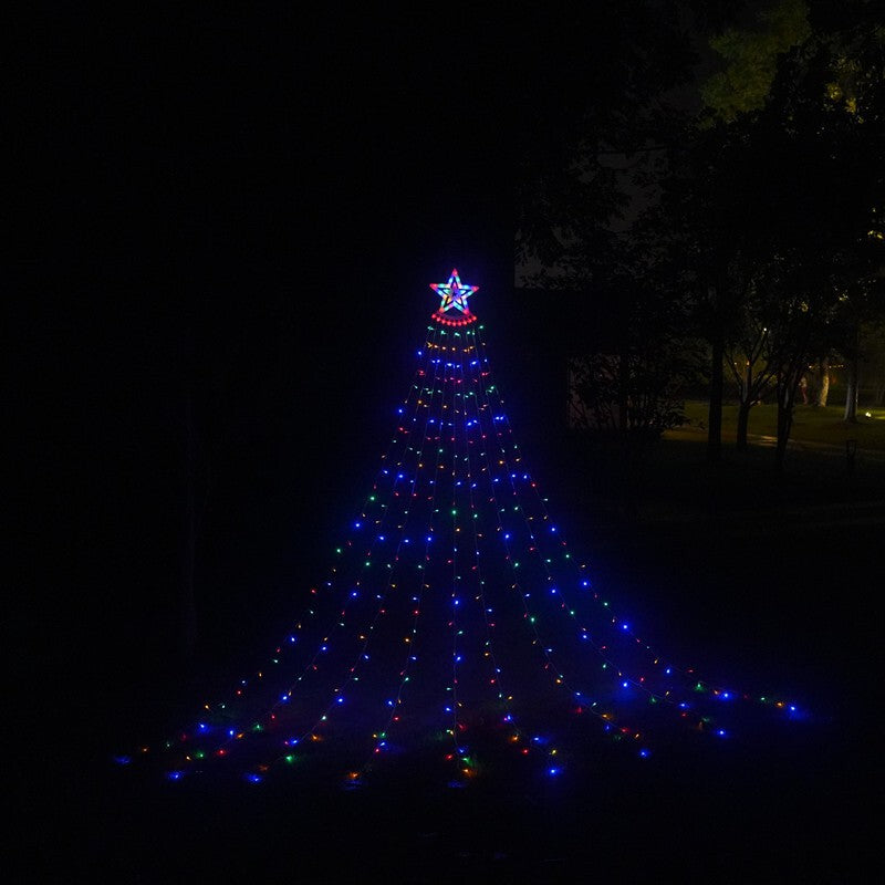 Outdoor Christmas Decor Plug in LED Star String Lights Waterfall Xmas Tree Light