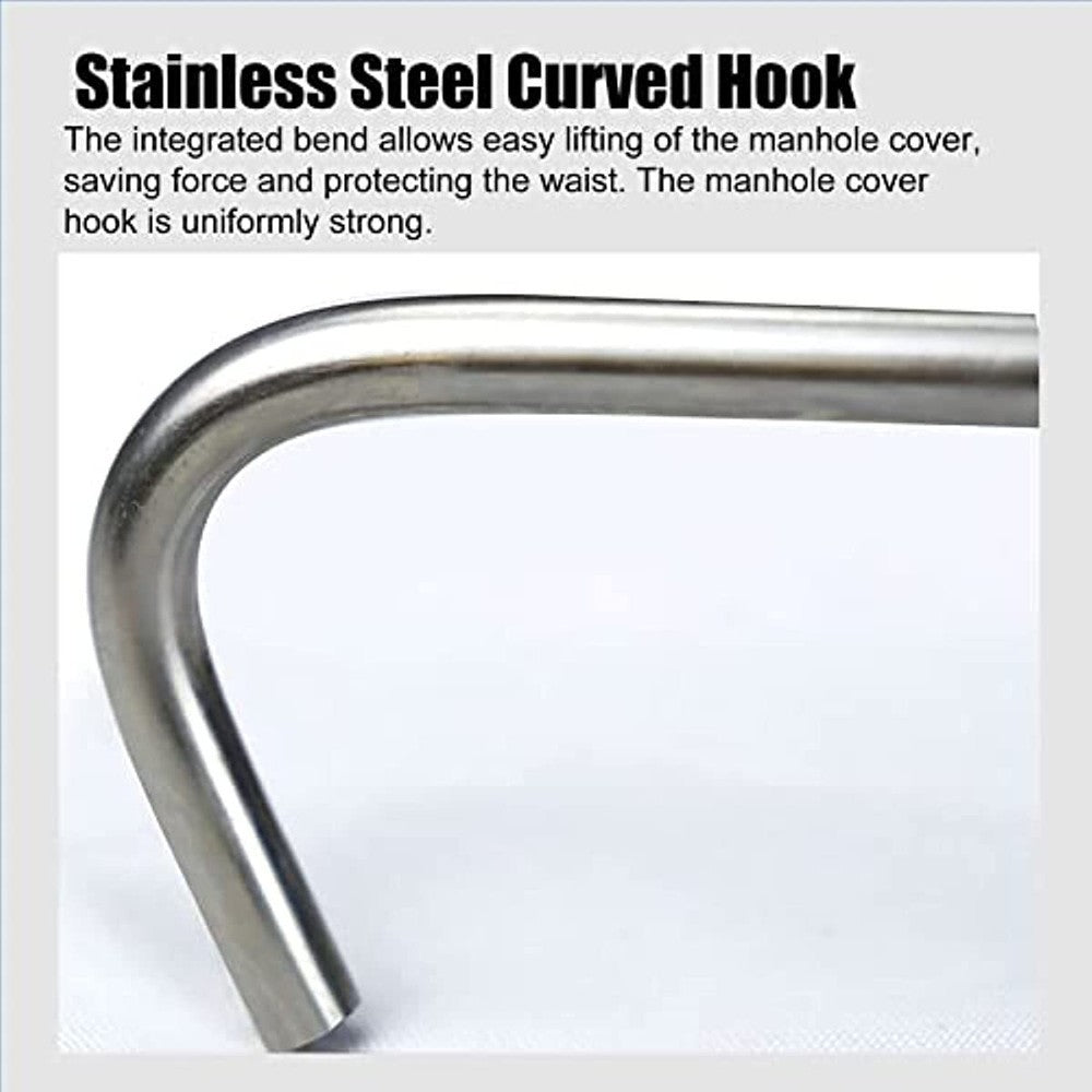 T-hook Drain Hooks Manhole Lid Handy Lifting Tool Grate Ditch 38cm