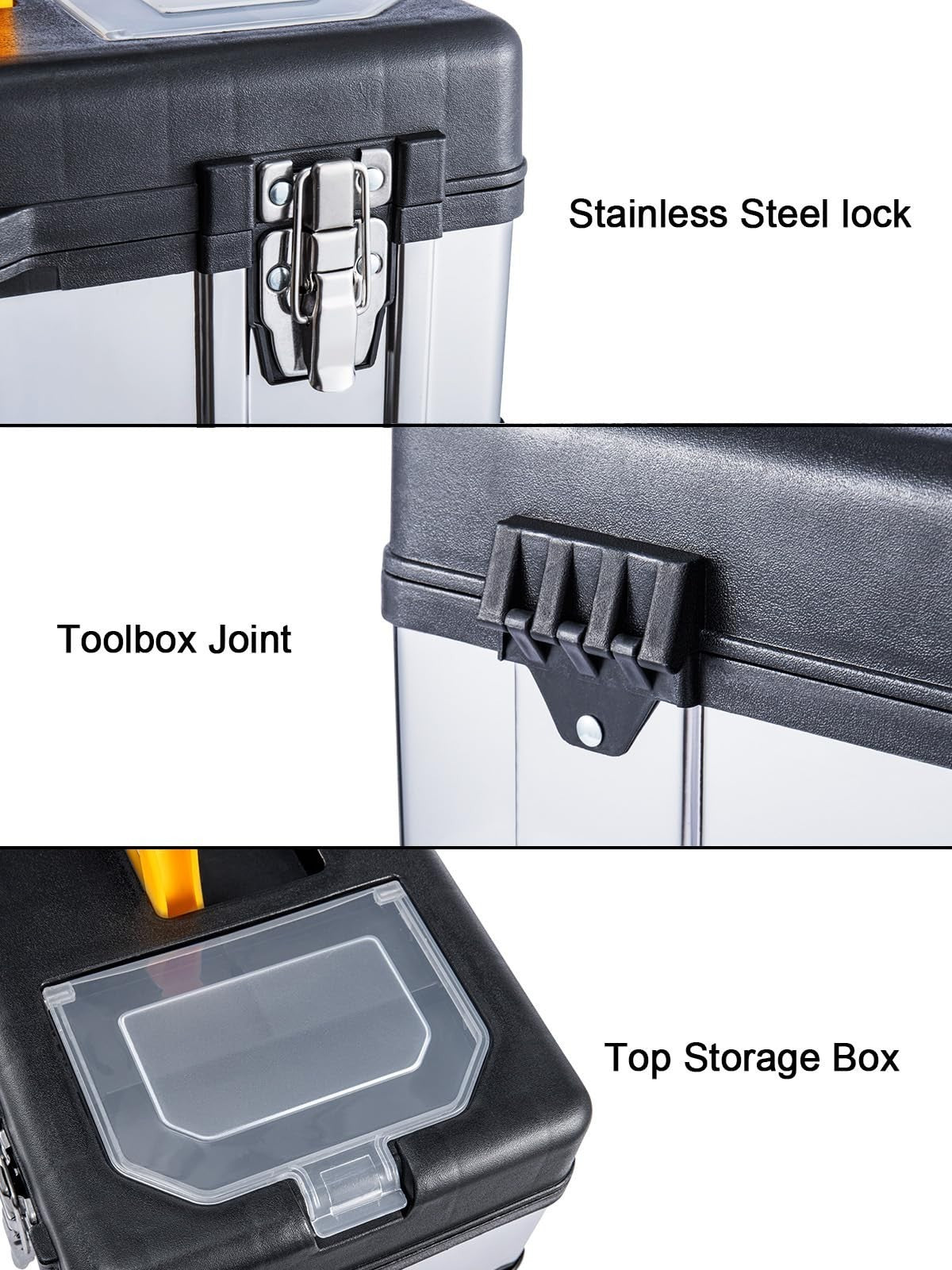 Stainless Steel Chest Storage Case + Removable Tray Heavy Duty Tool Box