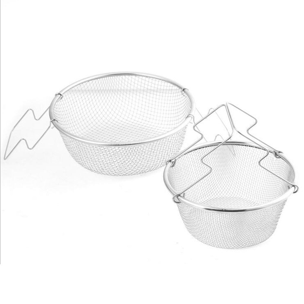 Chip Pan Basket Fryer Fries Strainer Stainless Steel Wire Bucket Kitchen Tools
