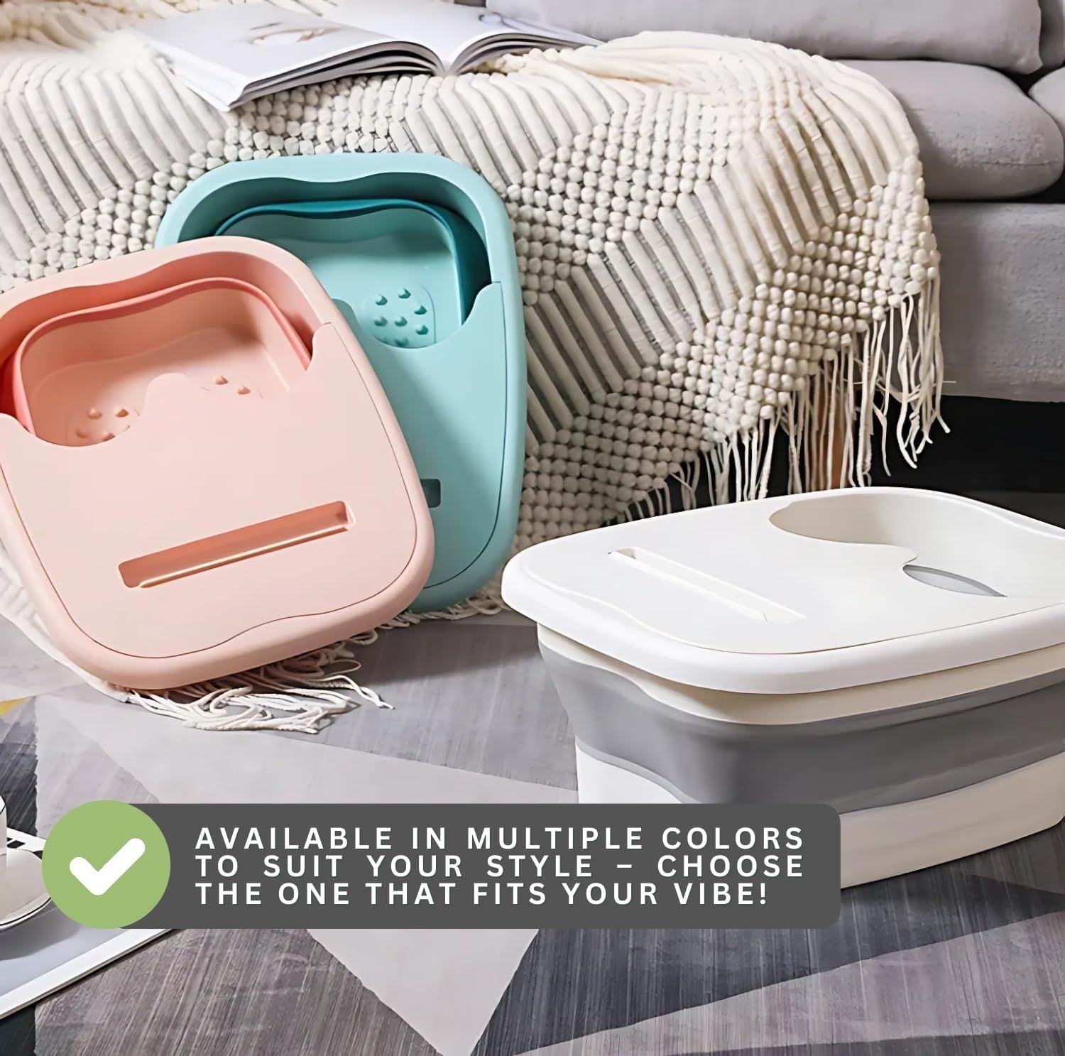 Collapsible Foot Spa Bath Bucket with Handle Portable Pedicure Soak 3 Colors