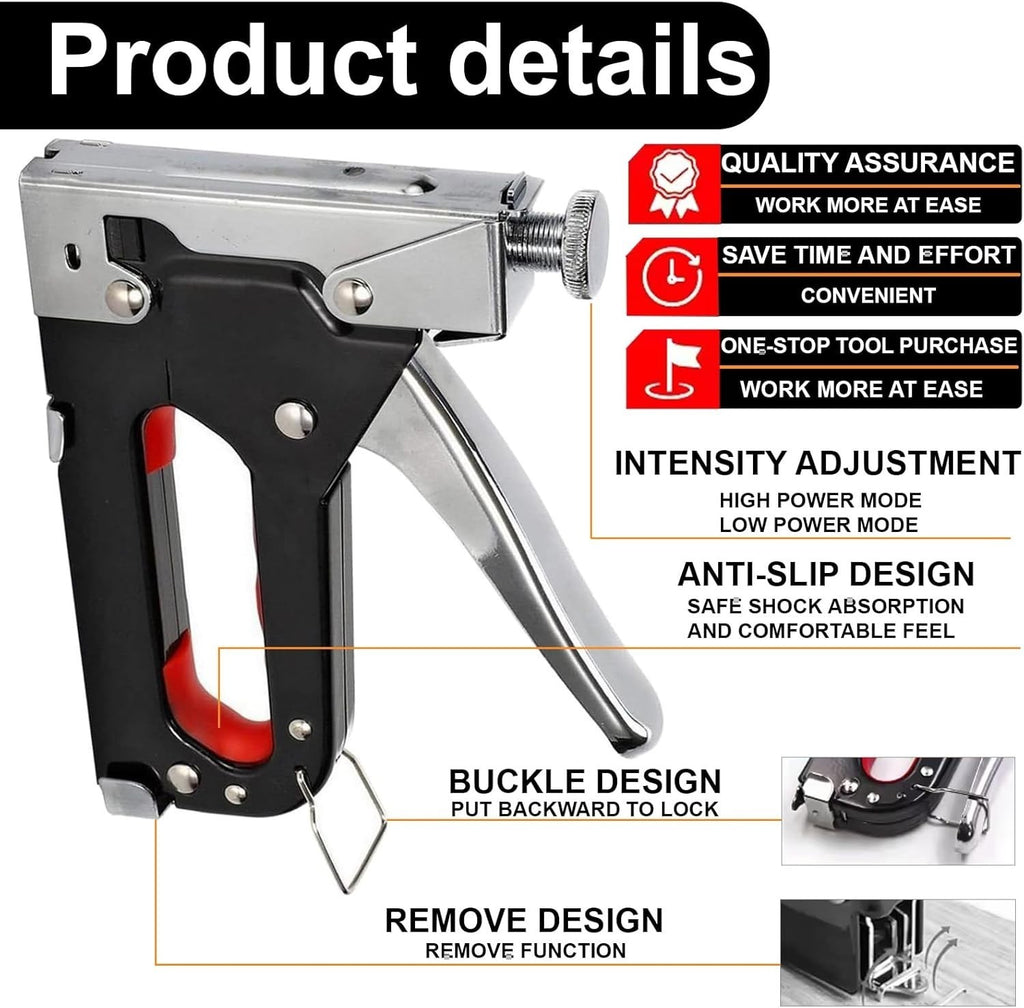 Staple Gun Heavy Duty Tacker Upholstery Woodworking + 1000 Staples Craft Tool