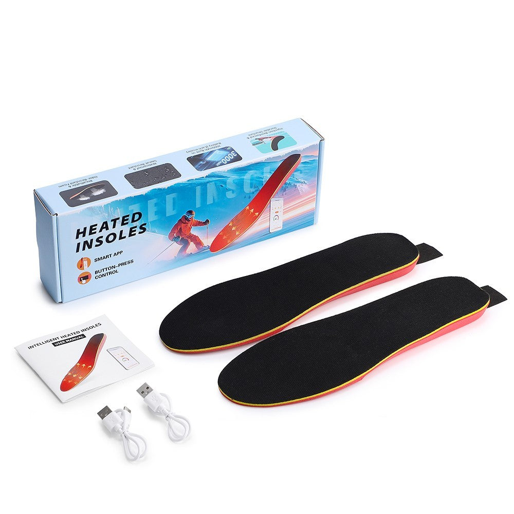 1 Pair Heated Insoles with APP Control Rechargeable Thermal Insoles Foot Warmers