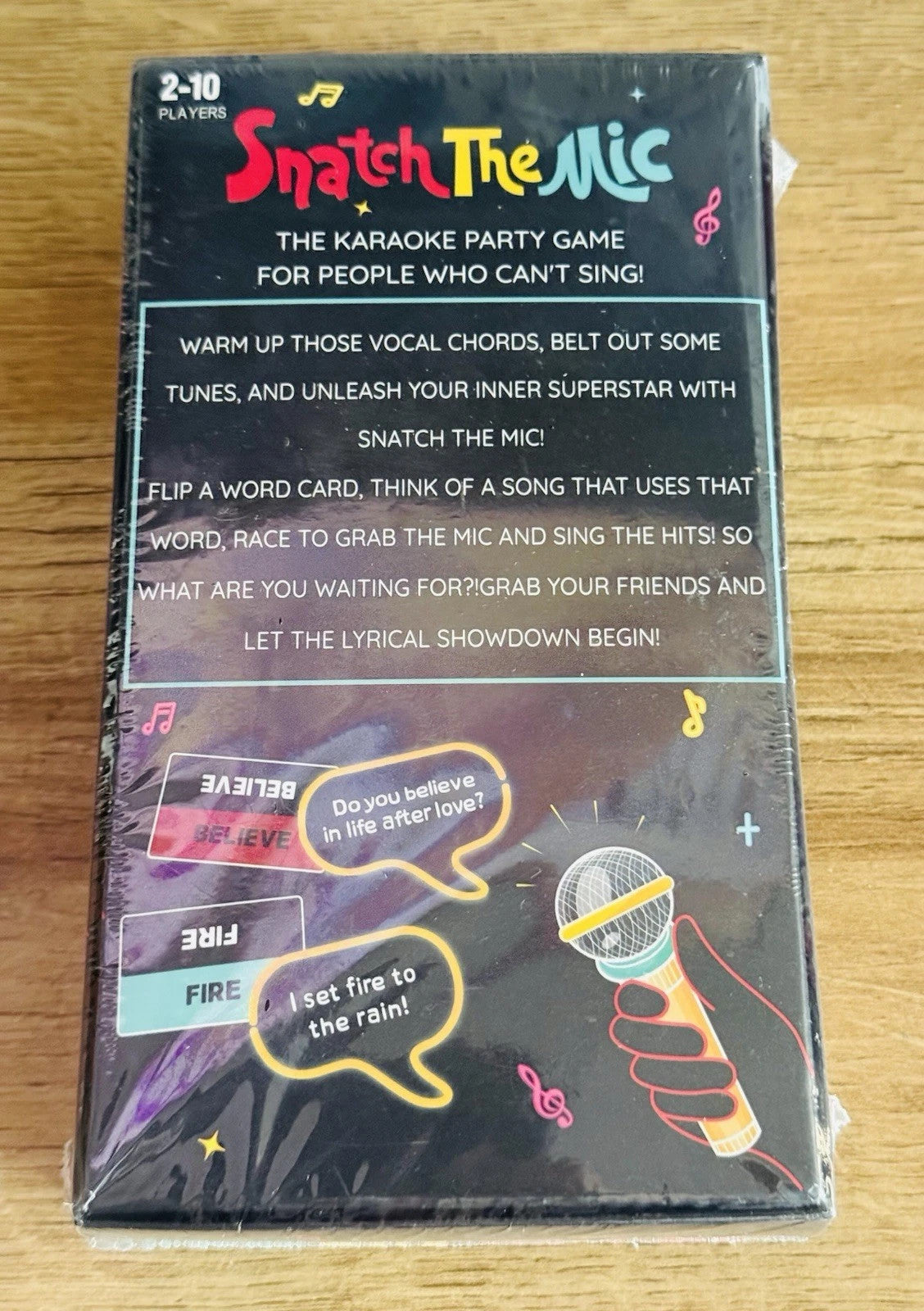 ‘Snatch The Mic’ Karaoke Party Card Game, 2-10 Players Brand New Sealed