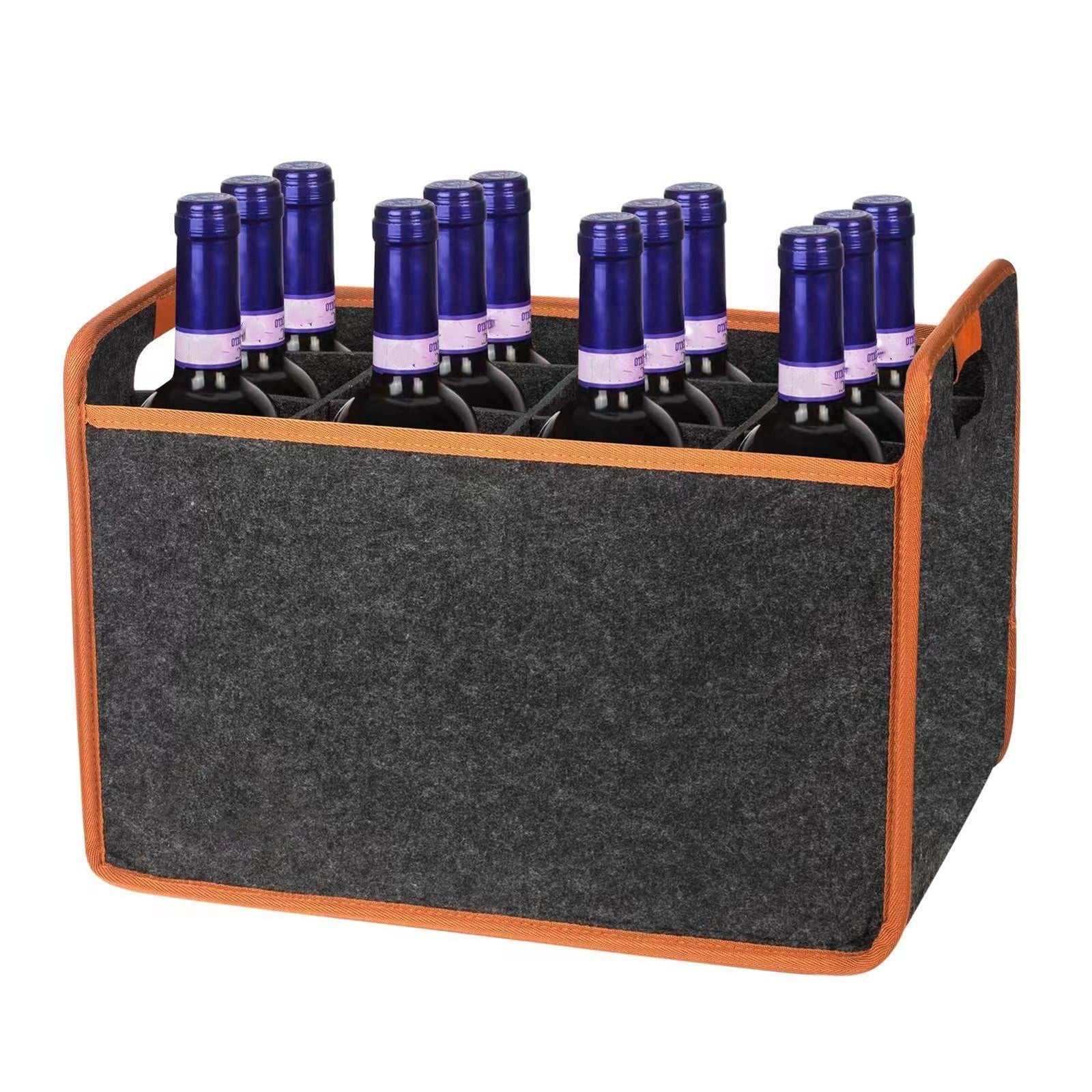 Wine Travel Bag 6/12-Bottle Felt Wine Carrier Storage Box with Divider