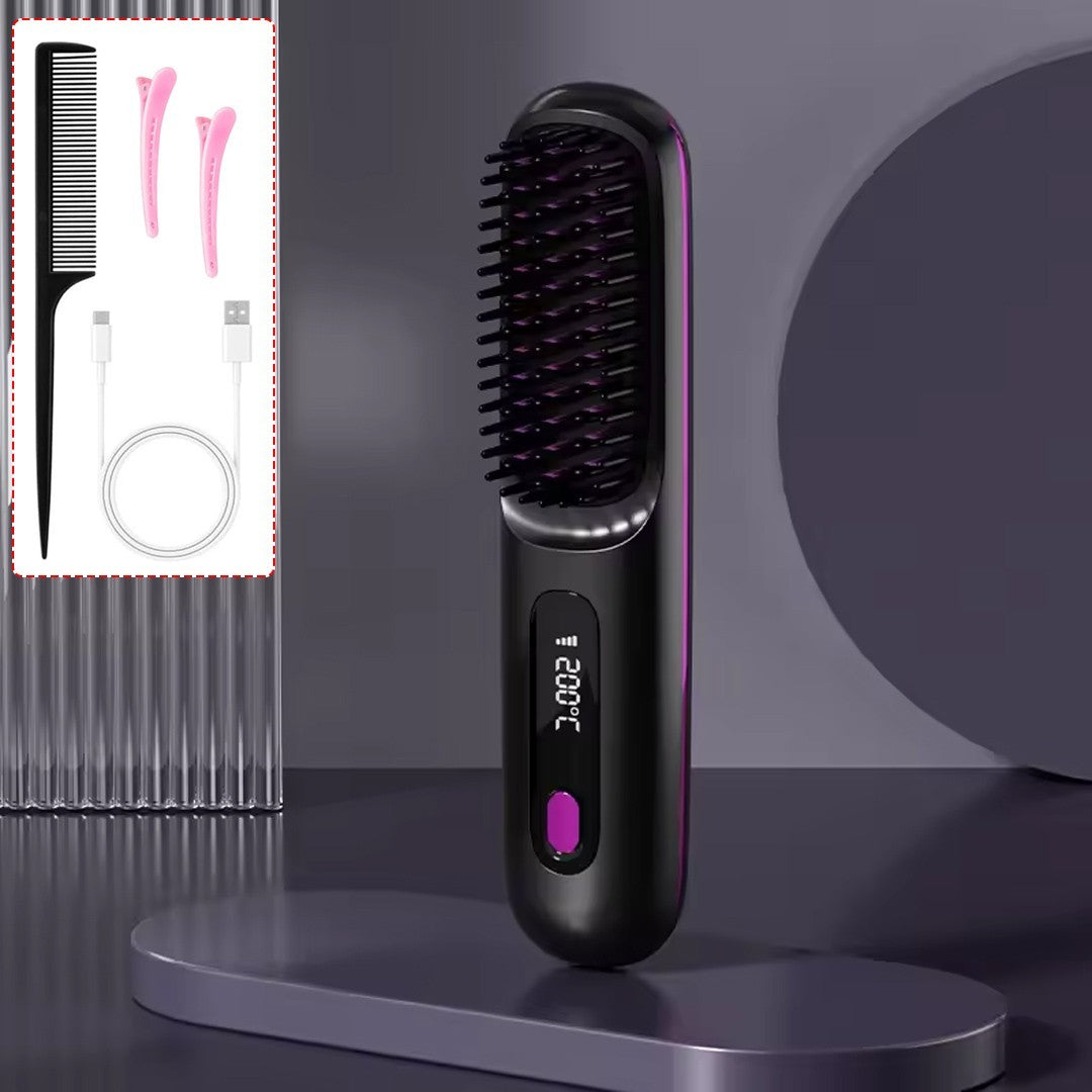 Portable Hair Straightener Brush Antiscald Hair Cordless Hair Straightener Brush