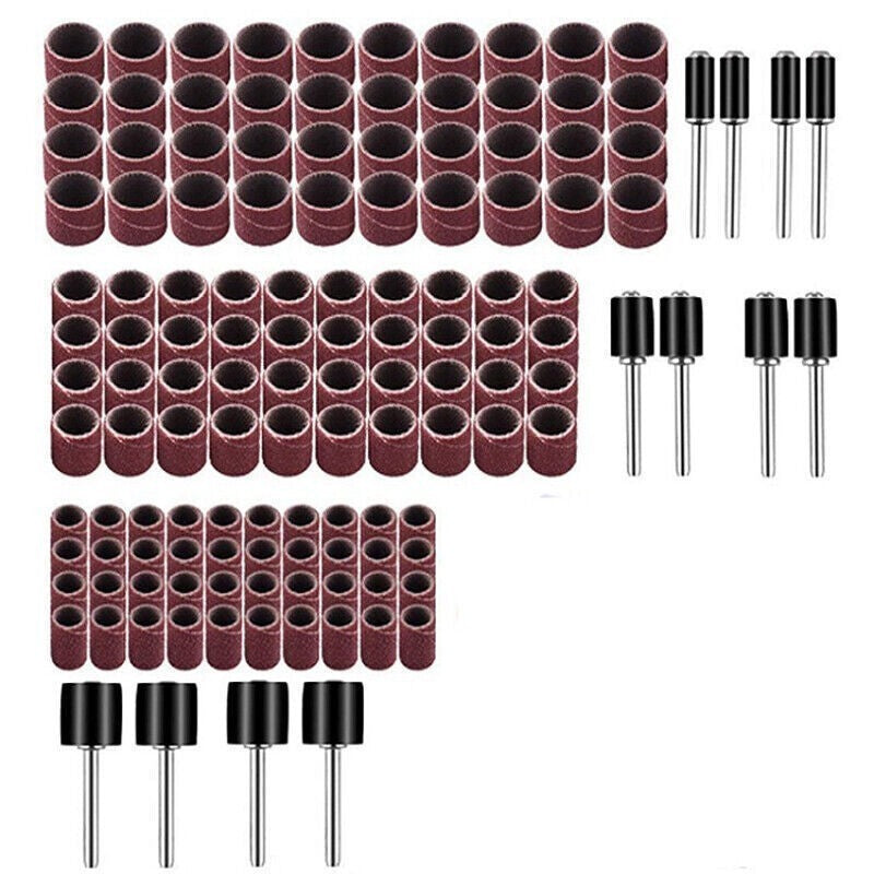 132Pcs Sanding Bands Drum Sleeve Grit Mandrel Dremel Rotary Tool Kit Accessories