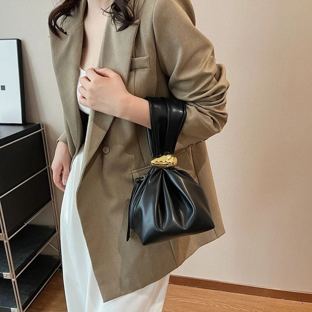 Luxury Designer Soft Leather Clutch Bag Fashion Pleated Handbag