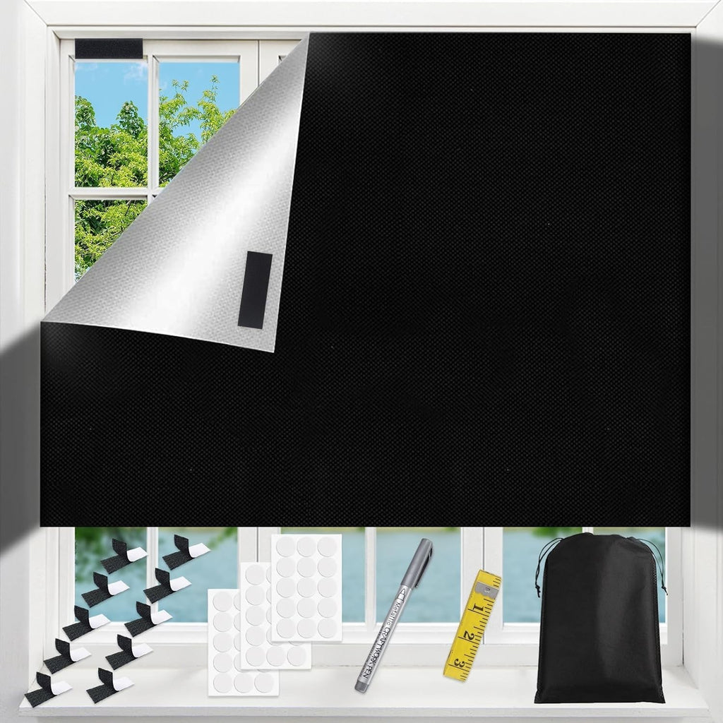 145 X 300 CM Portable Blackout Blinds, 100% Blackout Material, No Drill Blackout