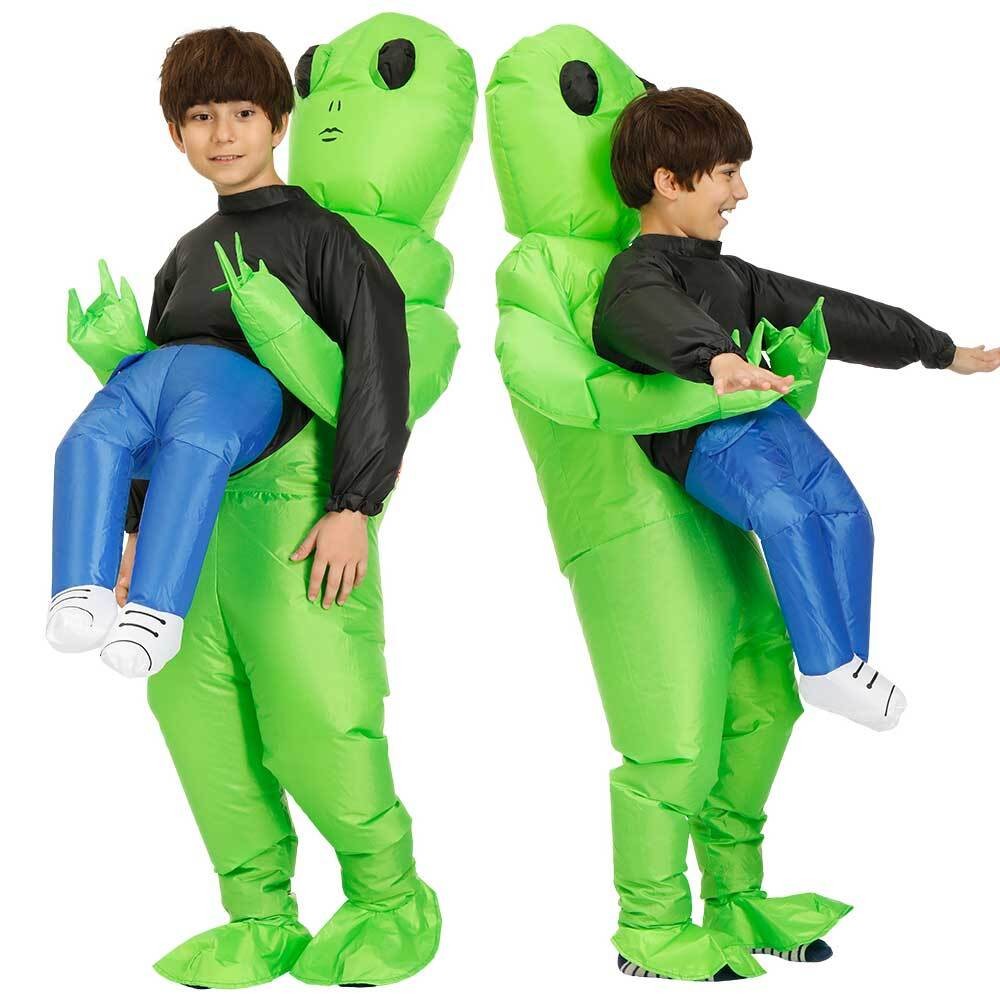 Green Alien Inflatable Monster Kids Halloween Costume Carrying Cosplay