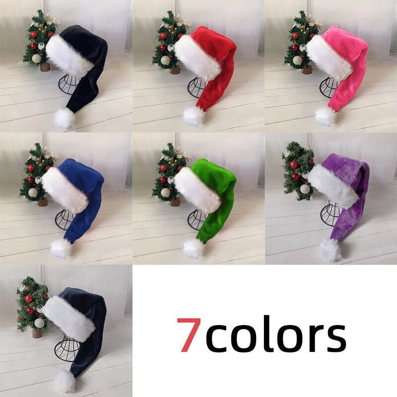 Plush Long Claus Cap New Christmas Hat Pompom Adult Long Santa Costume Xmas