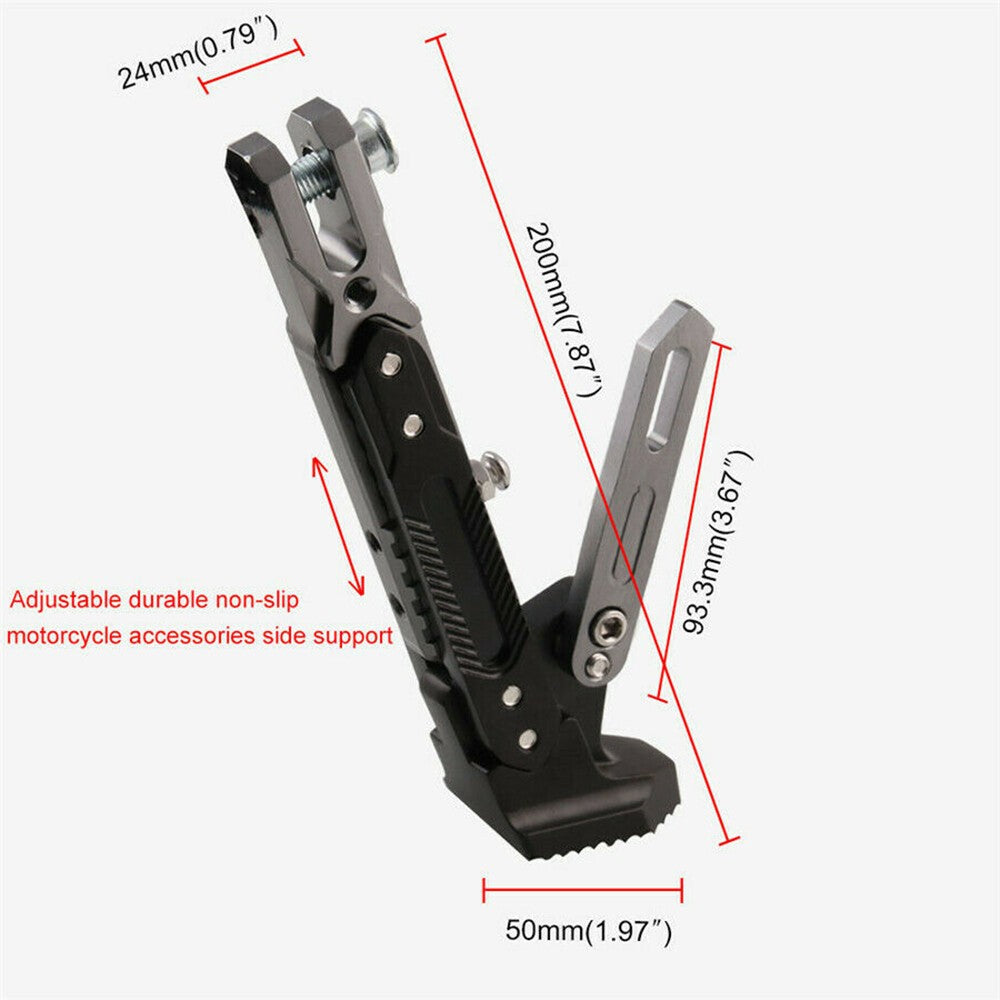 Black/Titanium CNC Adjustable Side Tripod Holder Foot Kick Stand For Motorcycle
