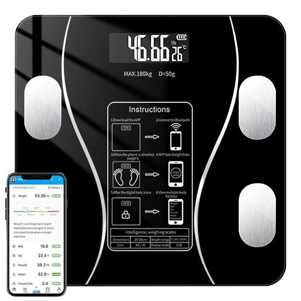 180KG Bathroom Weight Digital Scales Smart Body Fat BMI Bluetooth Body Weighing
