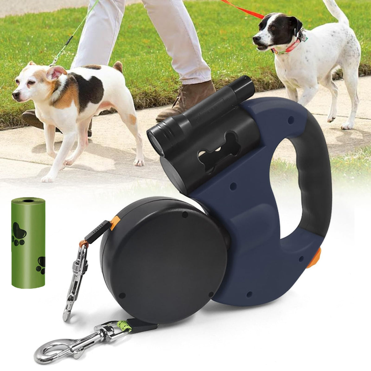3M 360° Retractable Lead Leash Double Tangle Dual Doggie 2 Dog For Pet Dog
