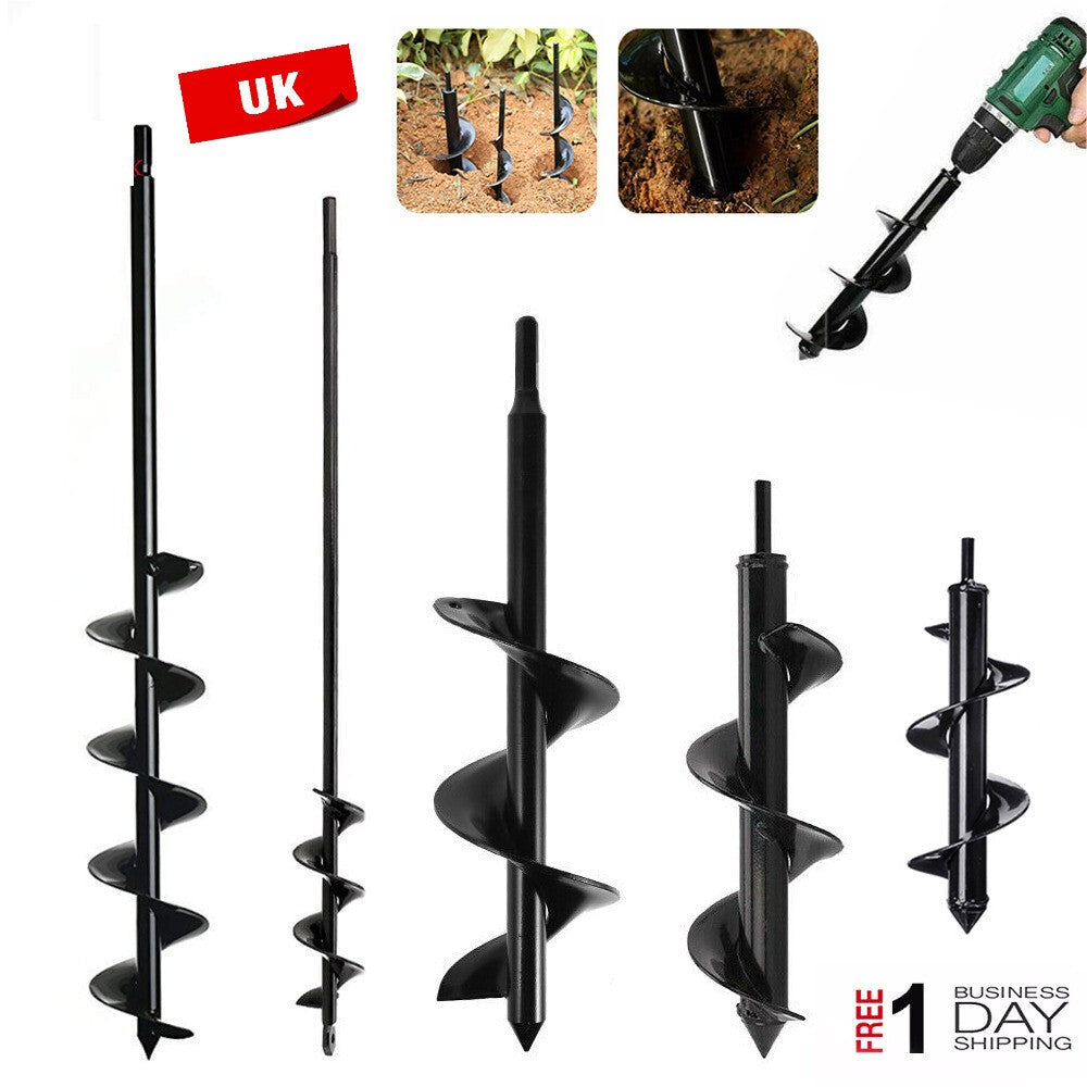 Auger Spiral Drill Bit Post Hole Digger Fence Borer Garden Yard Planting Tool