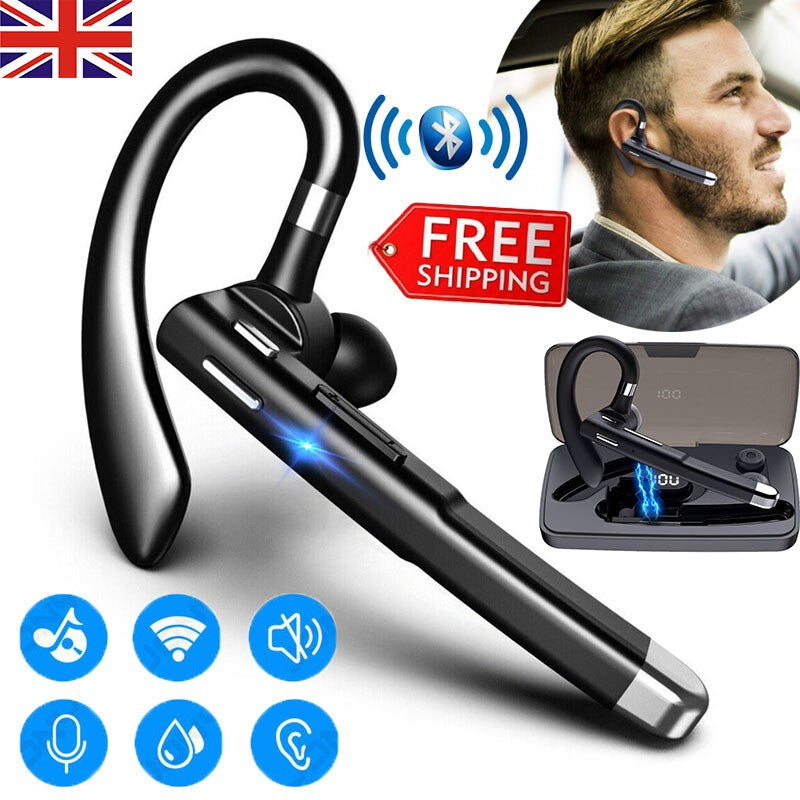 Wireless Trucker Headset Bluetooth 6.1 Earpiece Dual Mic Noise Cancelling Earbud