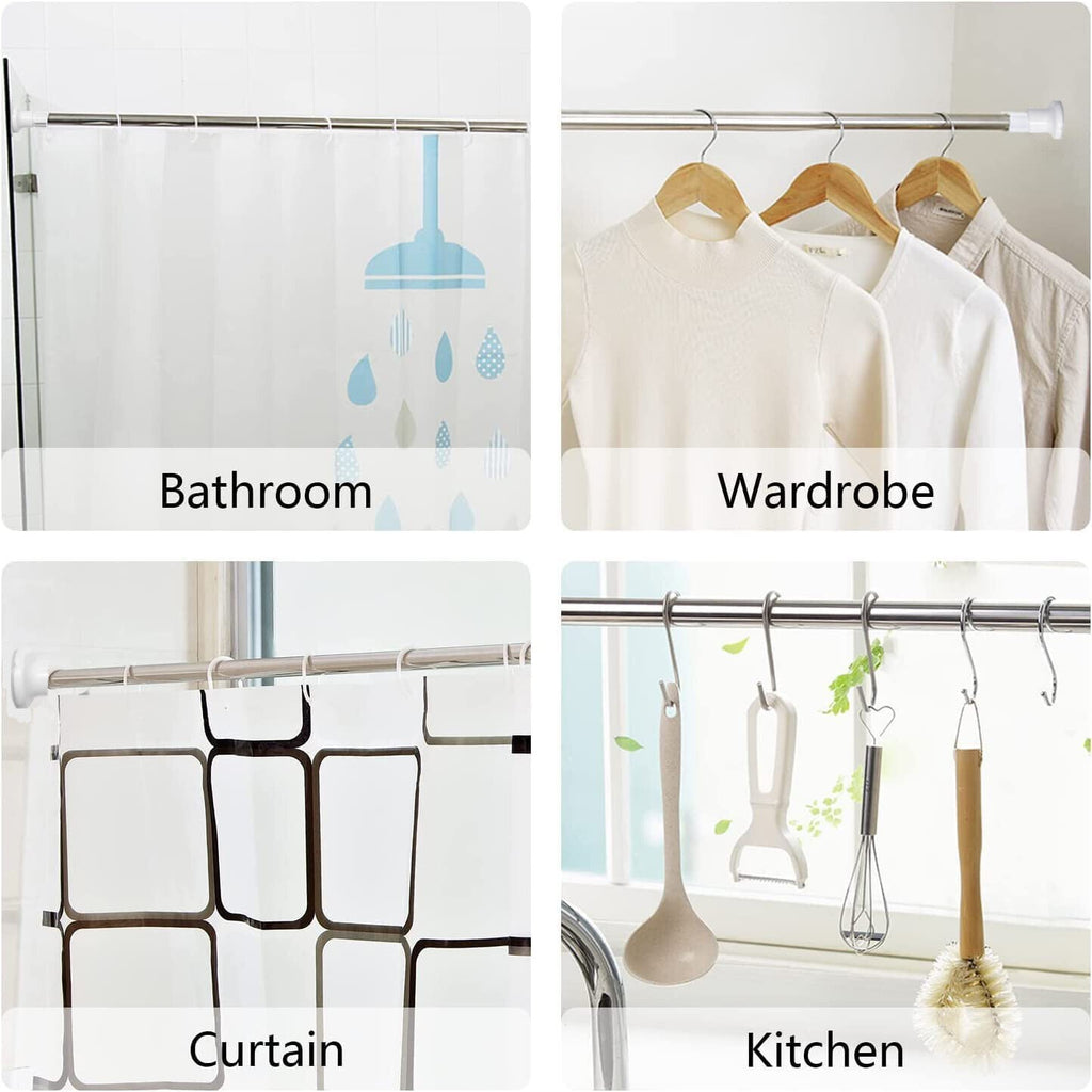 Heavy Duty Extendable Telescopic Shower Curtain Pole Rail Rod Bath Door Window
