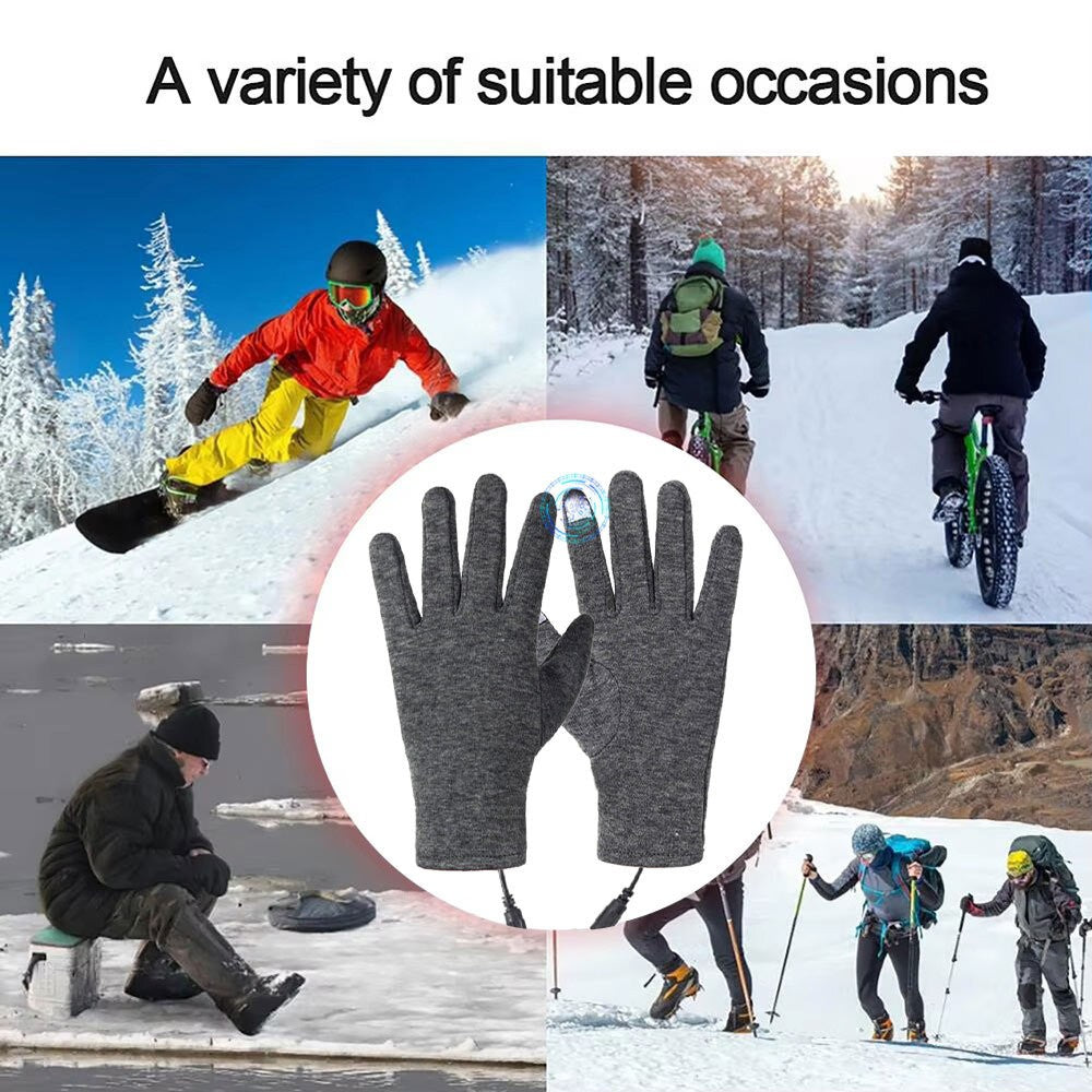 Winter Electric Heated Gloves USB Heating Hand Warm Windproof Thermal Gloves UK